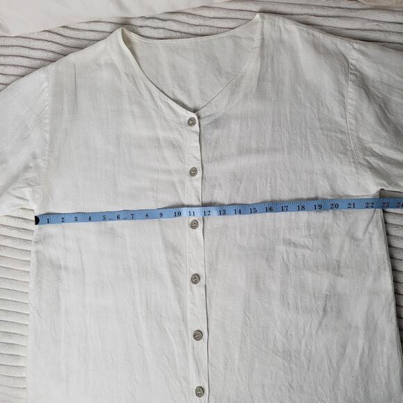White Button-Up Women's Blouse - Picture 4 of 7